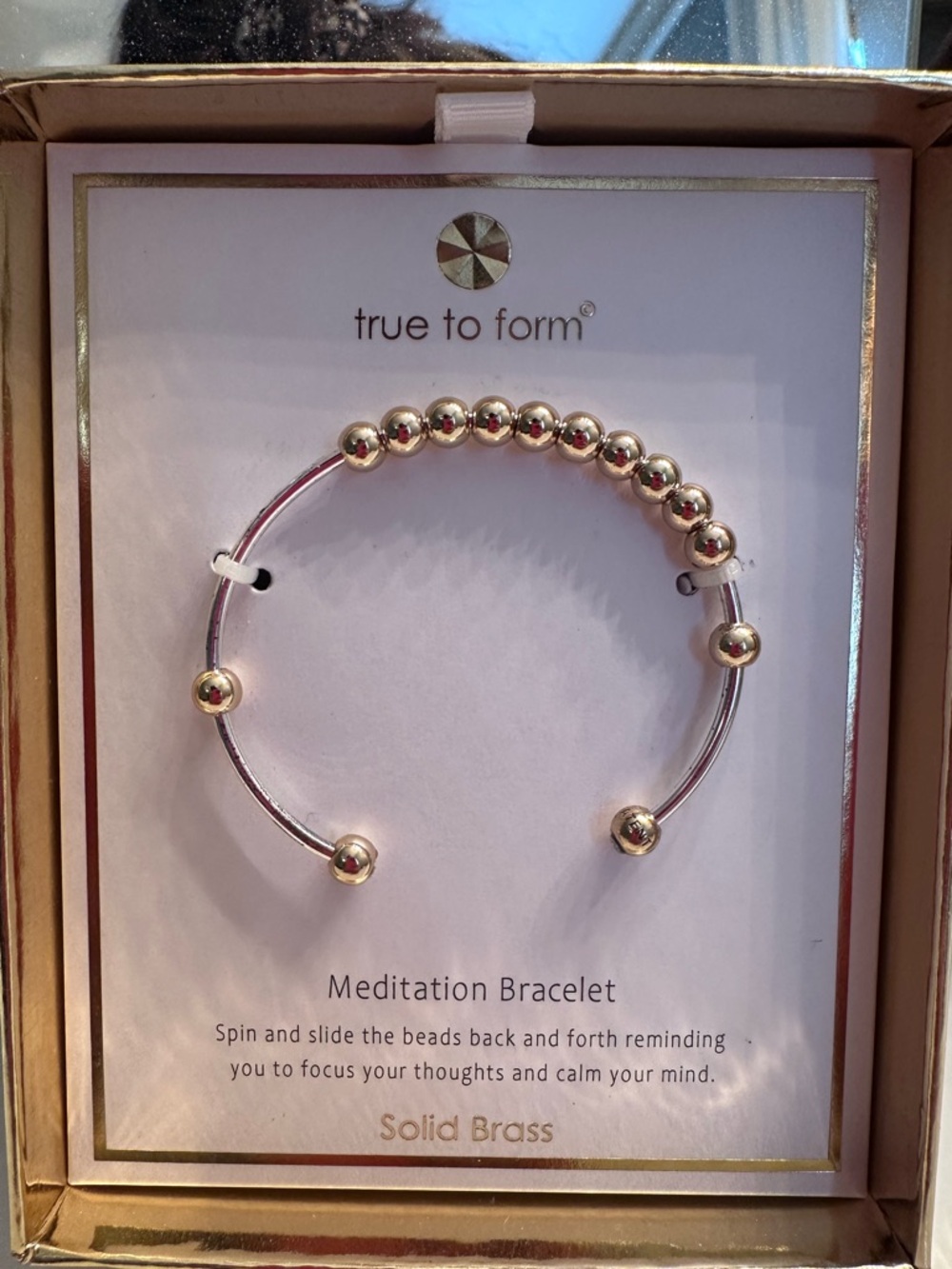 Gold Meditation Bracelet - Beaded Open Bangle